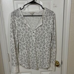 Gray & White leopard print Henley long sleeve.